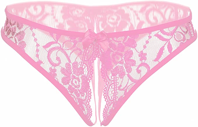 Crotchless pink lace panty